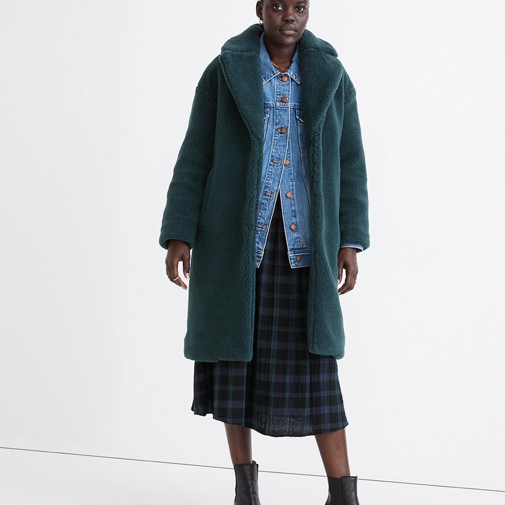NWT Madewell Resourced Sherpa Teddy Coat Womens Small Smoky Spruce